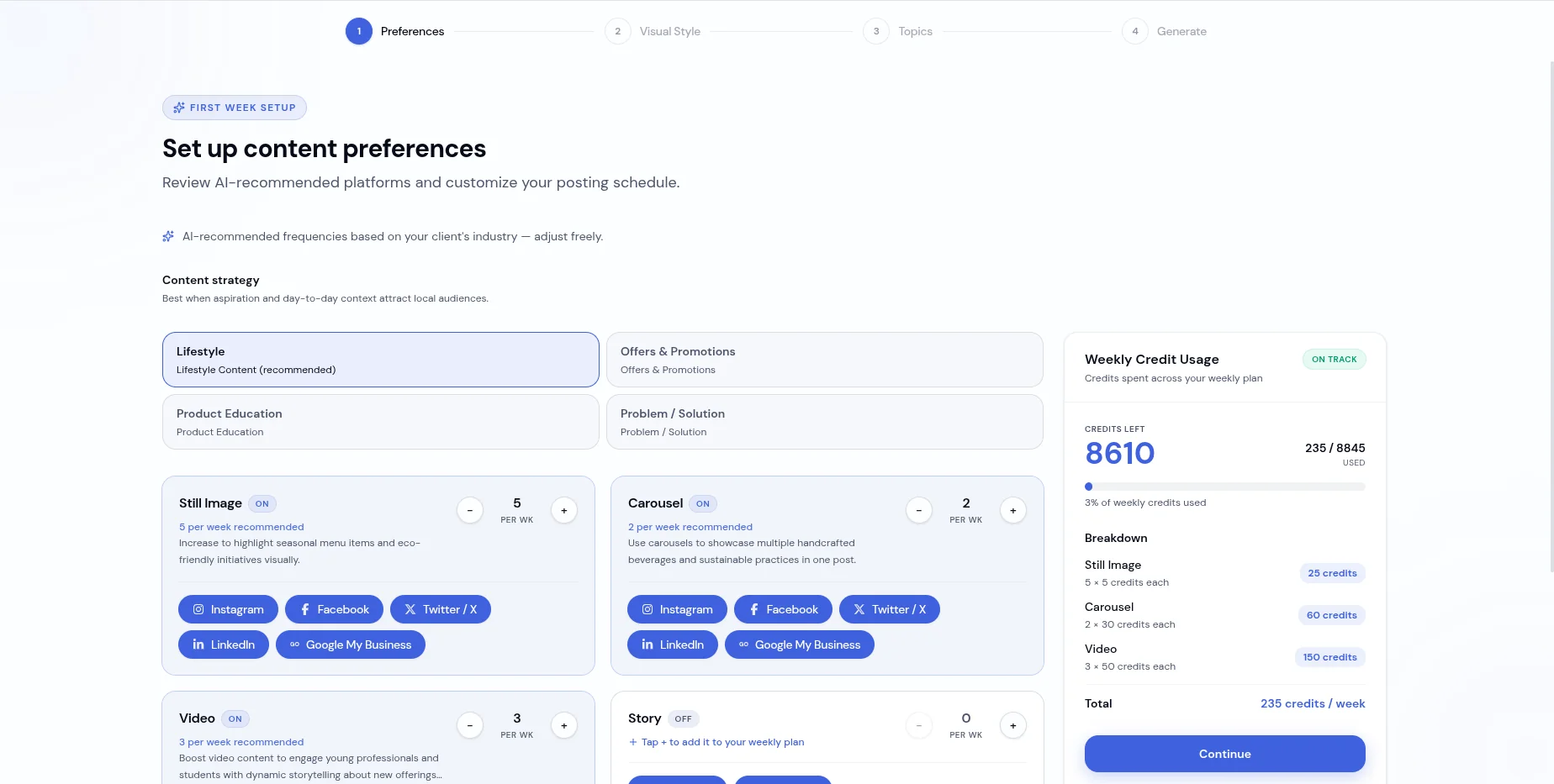 Step 3 — choose platforms and posting frequency